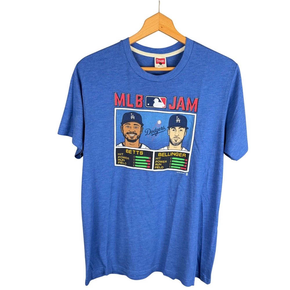 Homage MLB Jam Los Angeles Dodgers Betts Bellinger Blue Graphic T-Shirt Mens L